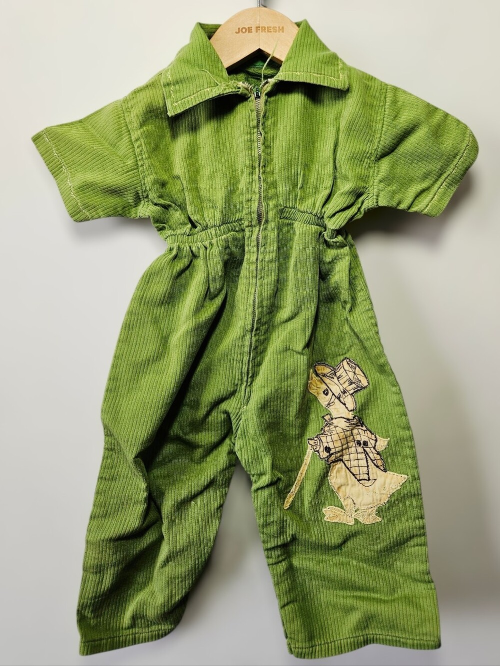 Vintage 1950's Handmade Infant Corduroy Jumpsuit Small Size Mechanic Shop